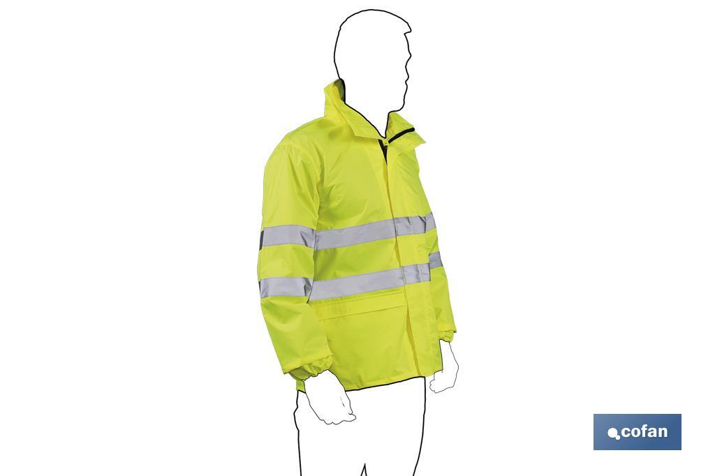 CHAQUETA DE LLUVIA DE ALTA VISIBILIDAD MODELO PÓLUX AMARILLA TALLA L