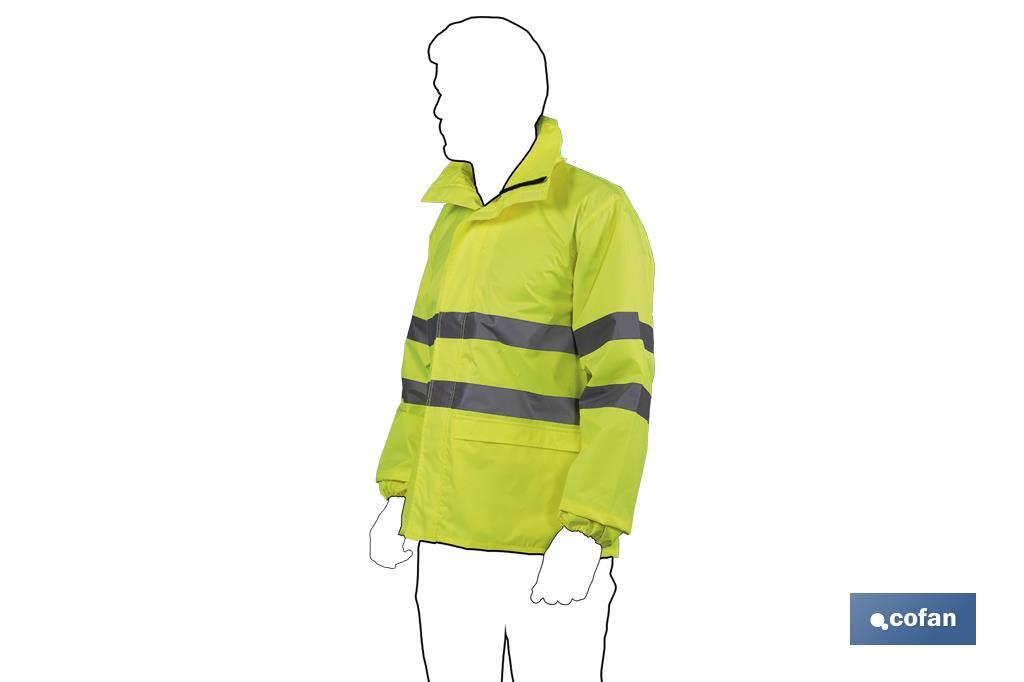CHAQUETA DE LLUVIA DE ALTA VISIBILIDAD MODELO PÓLUX AMARILLA TALLA M