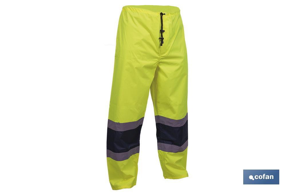 PANTALÓN DE LLUVIA DE ALTA VISIBILIDAD MODELO BELLATRIX AMARILLA Y AZUL TALLA XXL