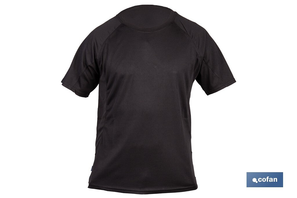 CAMISETA TRANSPIRABLE MODELO PILOTE NEGRA 160 g/m2 TALLA-L
