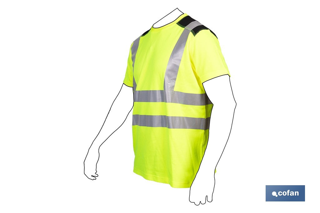 CAMISETA DE ALTA VISIBILIDAD MODELO ATLAS AMARILLA Y NEGRA TALLA S