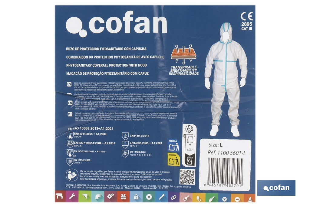BUZO C/CAPUCHA FITOSANITARIOS ISO 27065 TALLA L