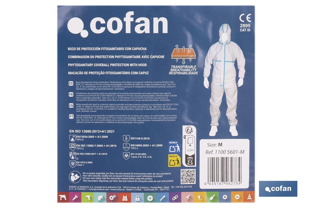 BUZO C/CAPUCHA FITOSANITARIOS ISO 27065 TALLA M