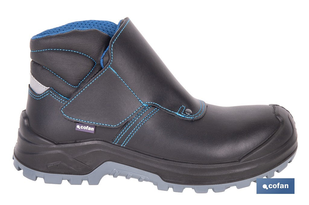 BOTA DE PIEL NEGRA CON VELCRO S3S MODELO URIAN PRO TALLA 36