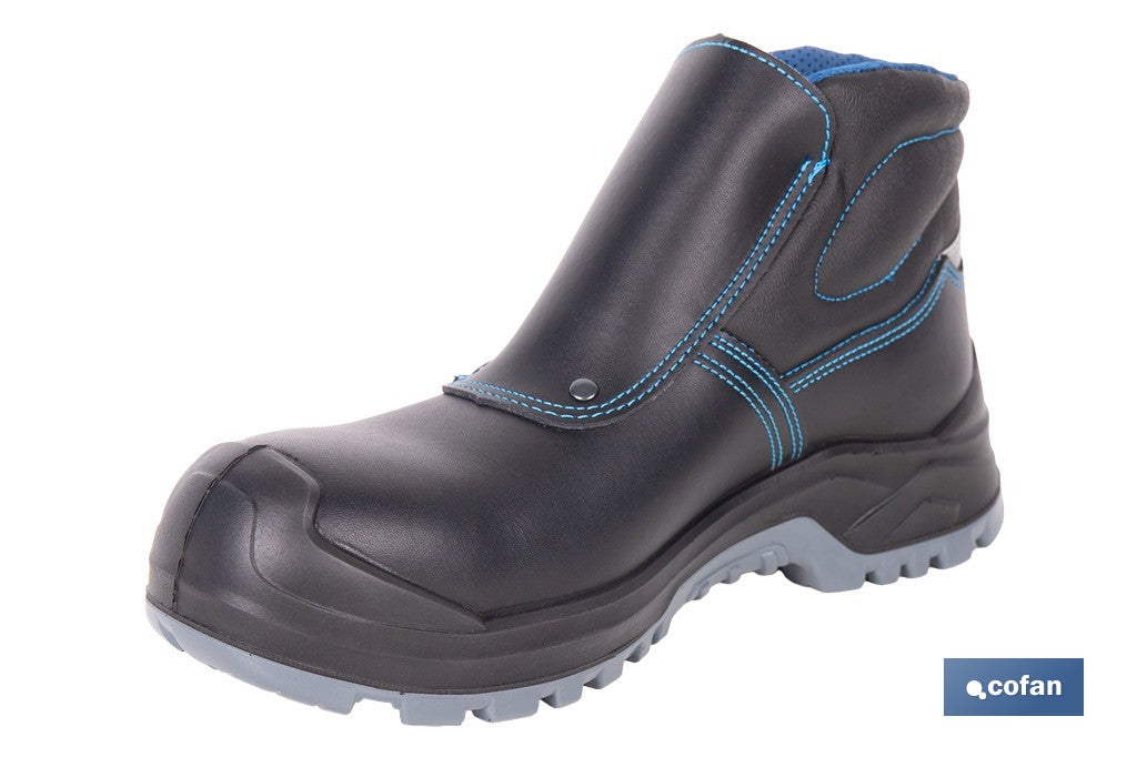 BOTA DE PIEL NEGRA CON VELCRO S3S MODELO URIAN PRO TALLA 43