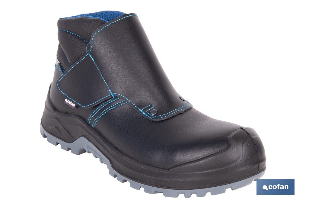 BOTA DE PIEL NEGRA CON VELCRO S3S MODELO URIAN PRO TALLA 45