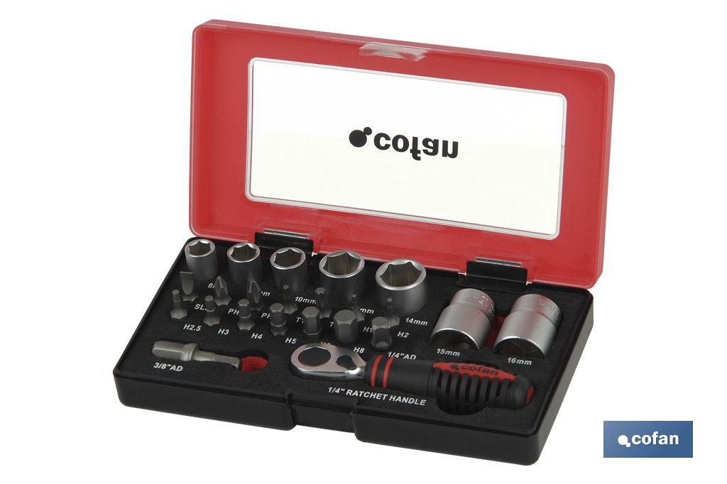 SET MINI CARRACA, VASOS Y PUNTAS 1/4 23 pcs.