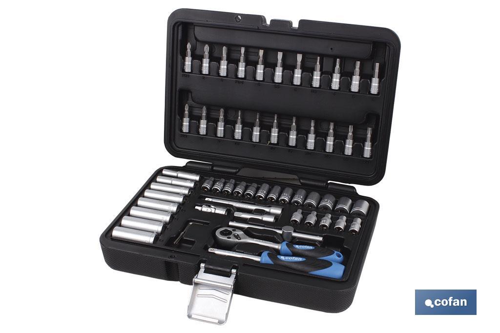 MALETIN 57 PCS PROFESIONAL VASOS Y PUNTAS 1/4