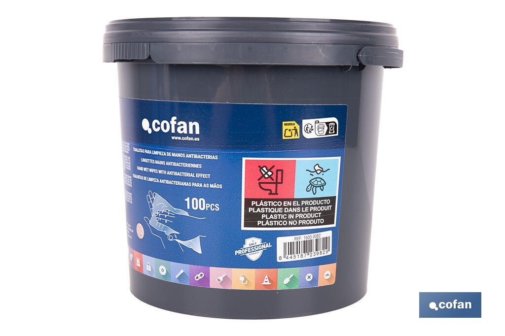 TOALLITAS PARA LIMPIEZA DE MANOS ANTIBACTERIAS 100 UDS