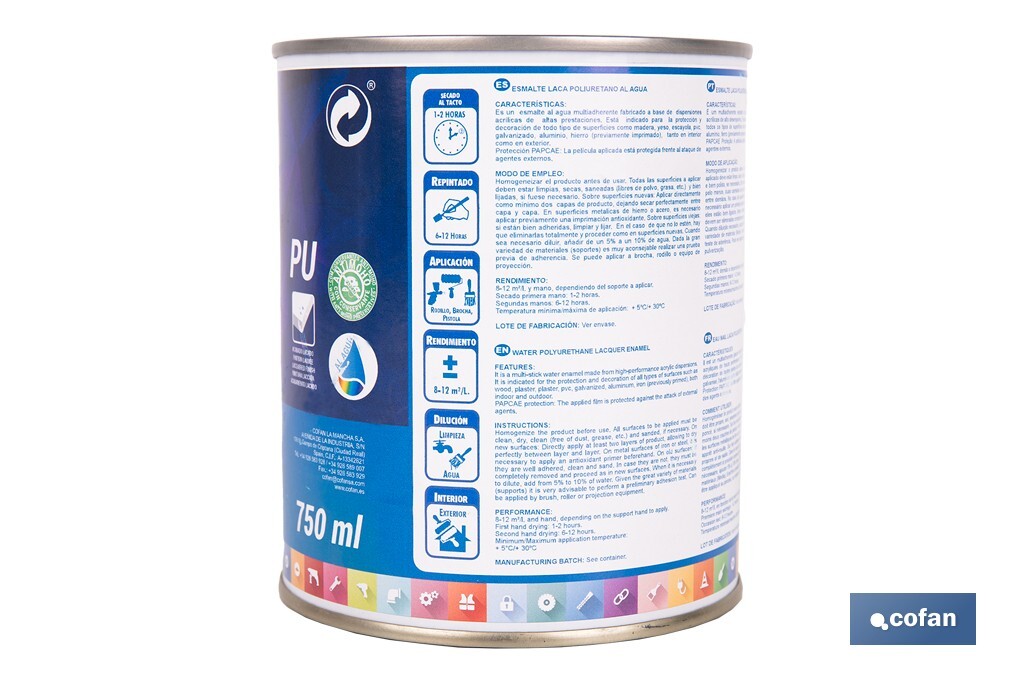 ESMALTE LACA AL AGUA BLANCO 4 L MATE