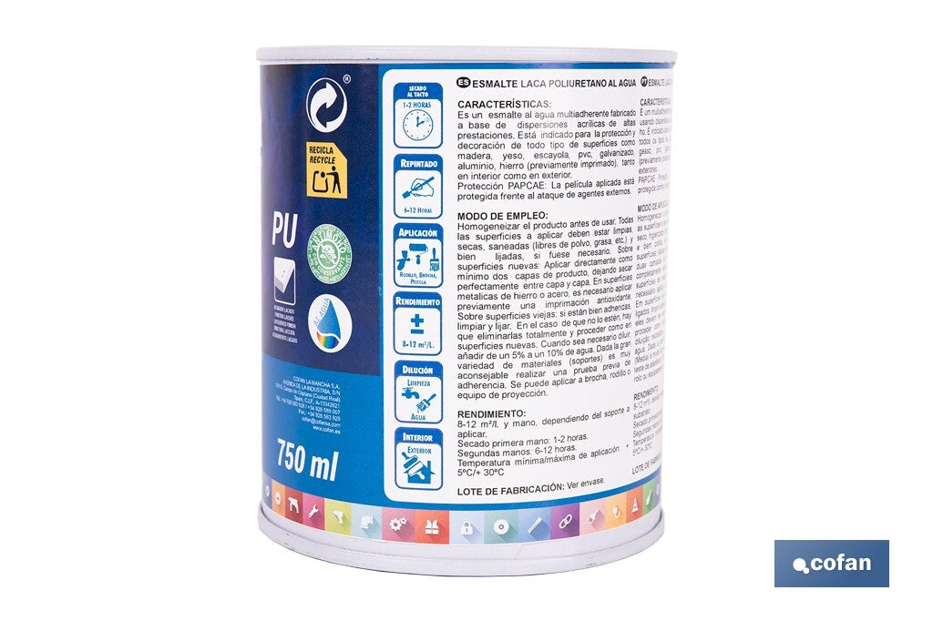 ESMALTE LACA AL AGUA BLANCO 750 ML SATINADO