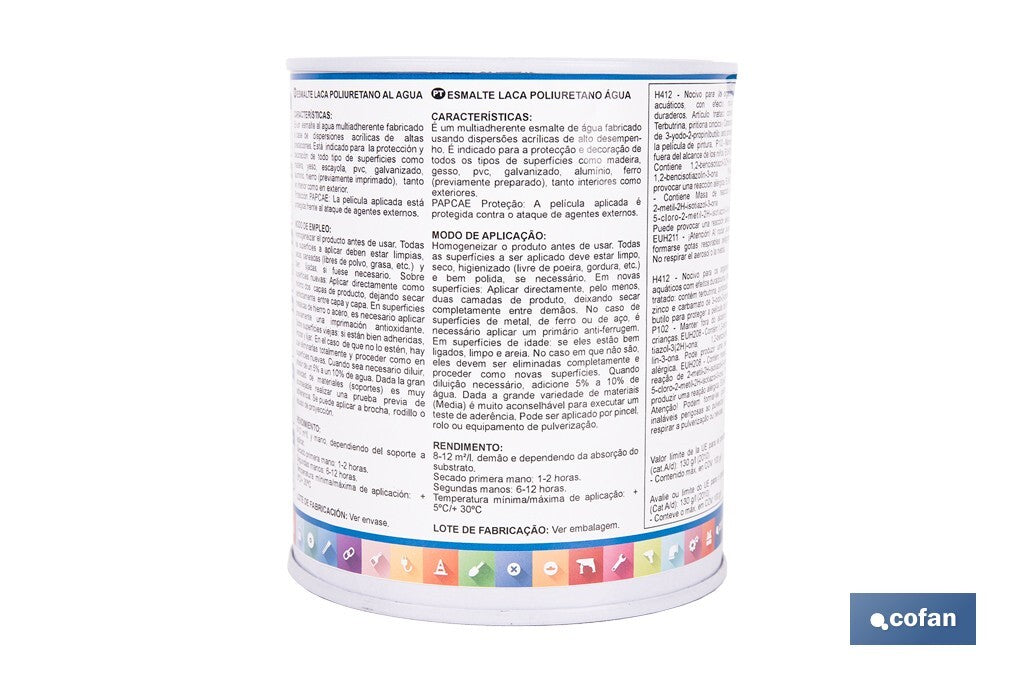 ESMALTE LACA AL AGUA BLANCO 750 ML SATINADO