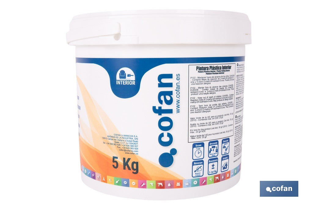 PINTURA PLÁSTICA INTERIOR 5 KG BLANCO