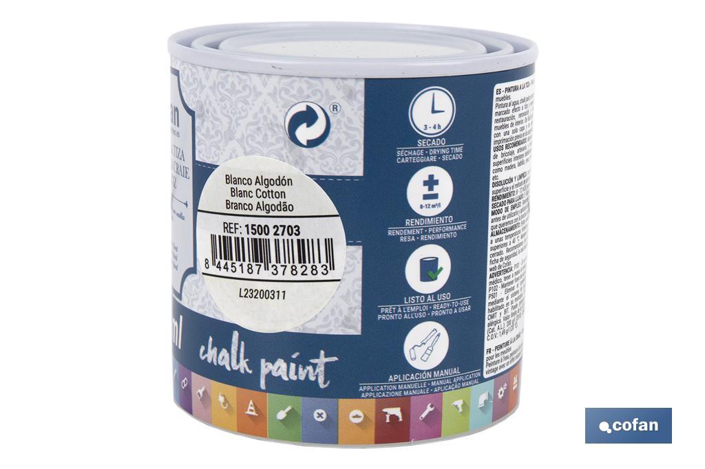 PINTURA A LA TIZA, CHALK PAINT, BLANCO ALGODÓN 250 ML