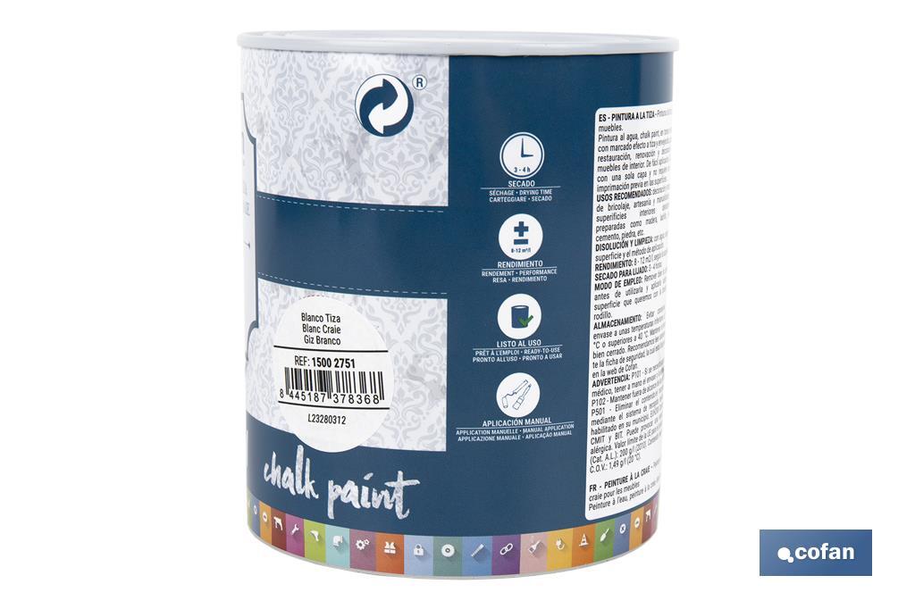 PINTURA A LA TIZA, CHALK PAINT, BLANCO TIZA 750 ML