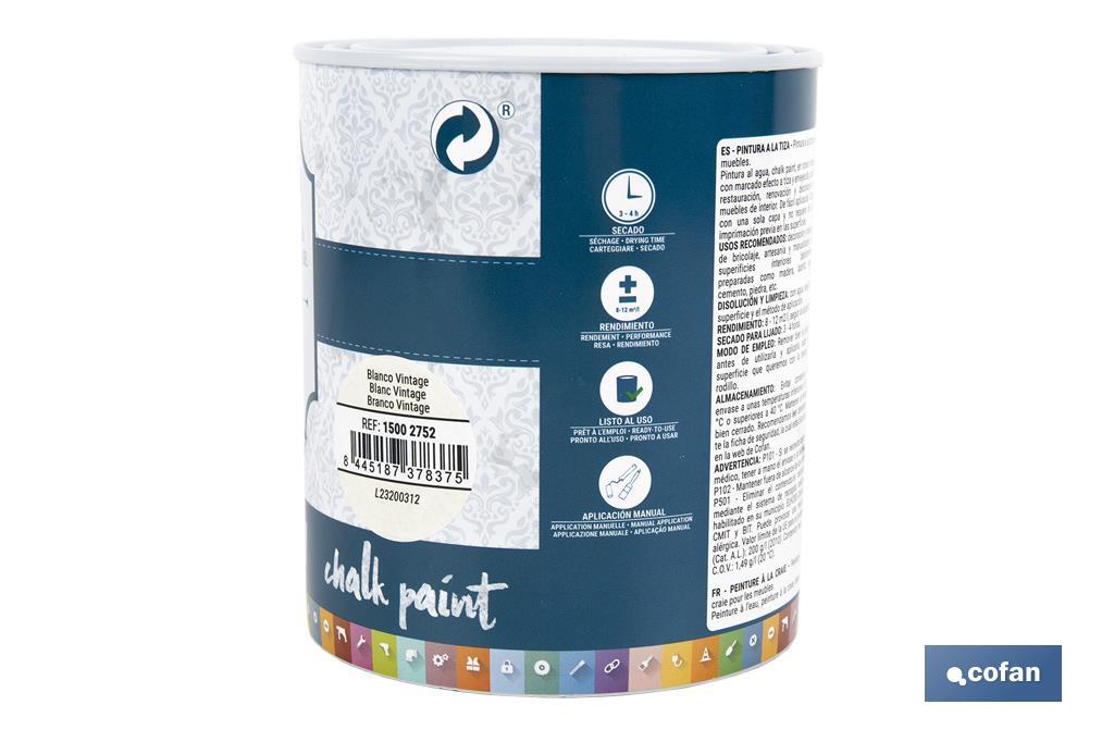 PINTURA A LA TIZA, CHALK PAINT, BLANCO VINTAGE 750 ML