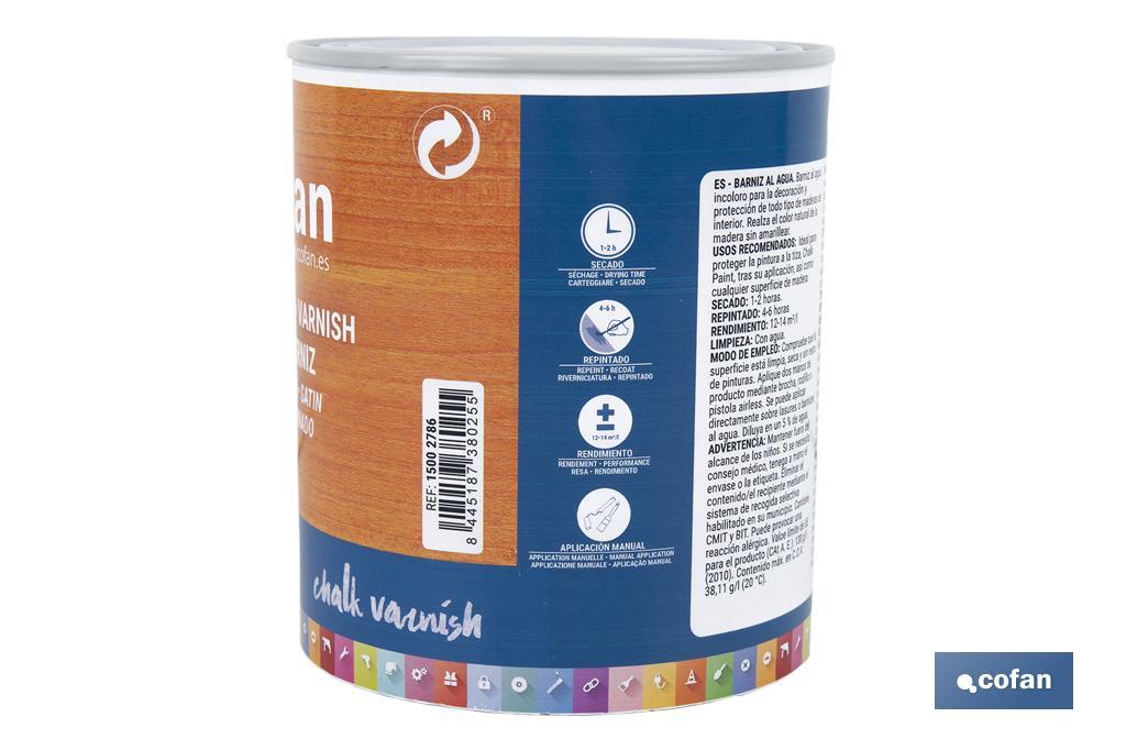 BARNIZ AL AGUA SATINADO, CHALK VARNISH, 750 ML