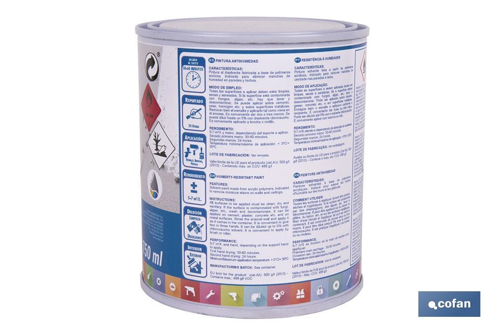 PINTURA ANTIHUMEDAD SINTÉTICA (750 ML)  BLANCO SATINADO