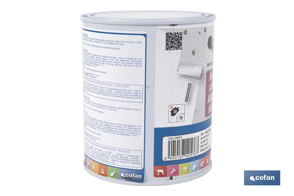 PINTURA ANTIHUMEDAD AL AGUA (750 ML)  BLANCO MATE