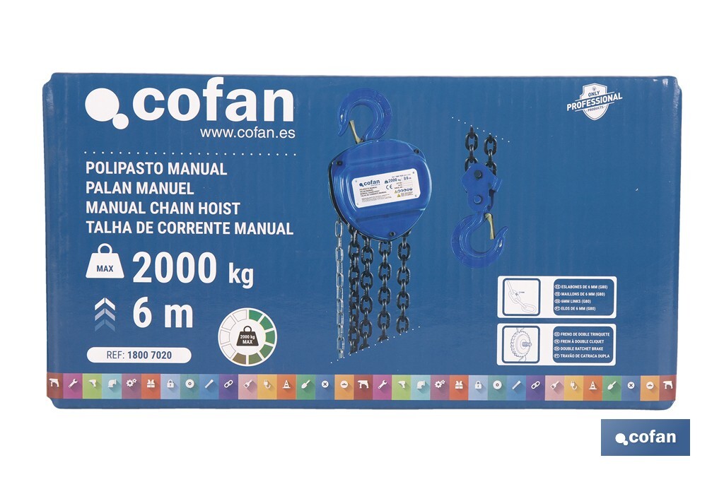 POLIPASTO MANUAL 2,0 T ELEVACIÓN 6 M