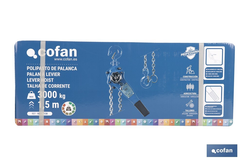 POLIPASTO DE PALANCA 3,0 T ELEVACIÓN 1,5 M