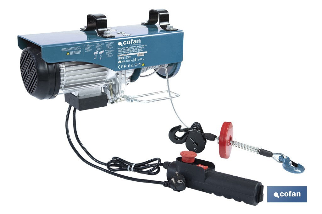 POLIPASTO ELÉCTRICO 1800 W 600/1200 KG ELEVACIÓN 10/20 M