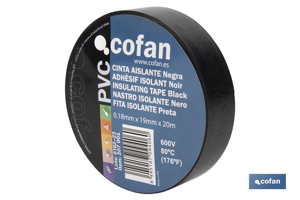 CINTA AISLANTE 180 Micras NEGRA 19mmX20 Metros venta unitaria