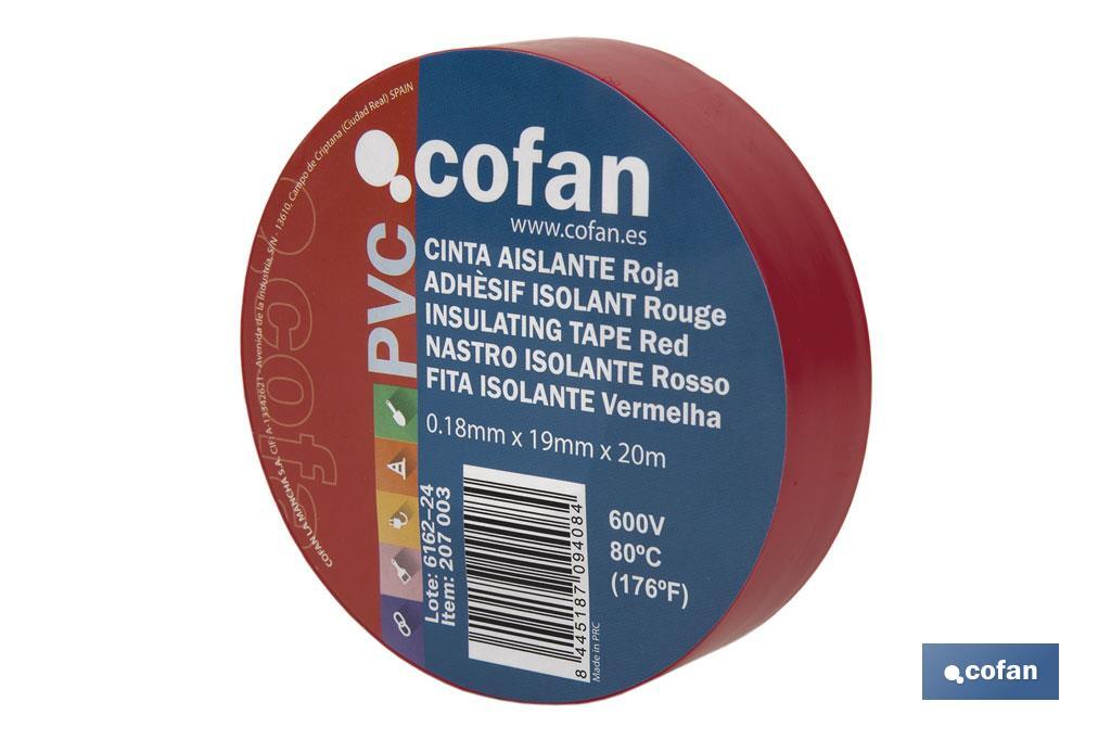 CINTA AISLANTE 180 Micras ROJA 19mmX20 Metros