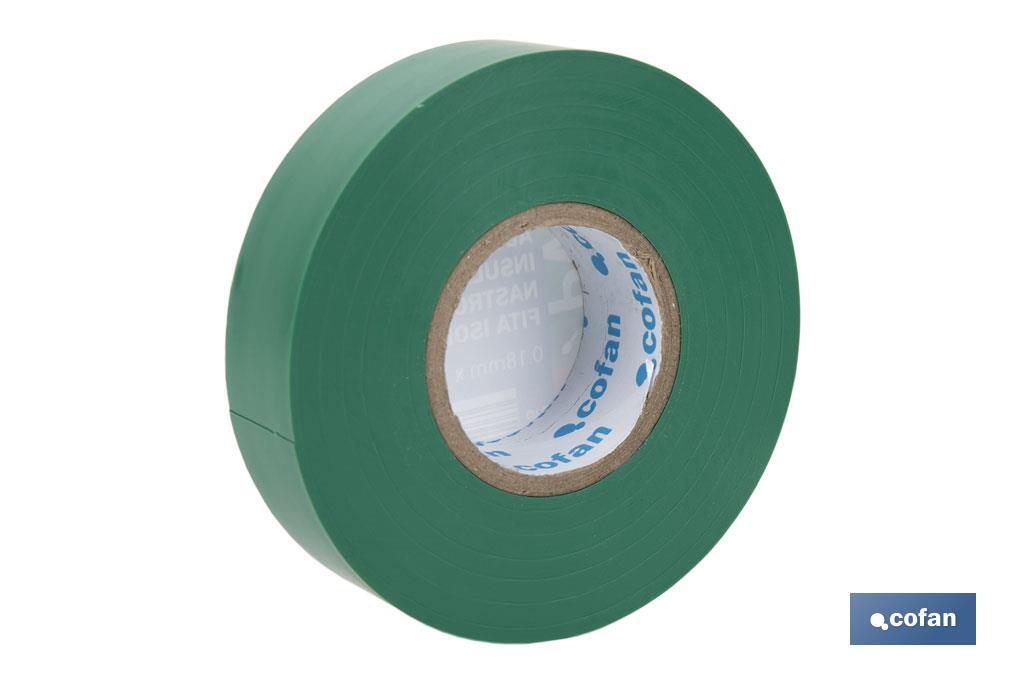 CINTA AISLANTE 180 Micras VERDE 19mmX20 Metros venta unitaria