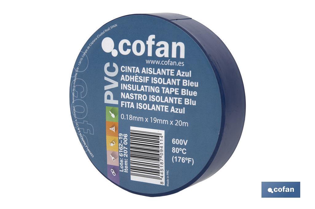 CINTA AISLANTE 180 Micras AZUL 19mmX20 Metros venta unitaria