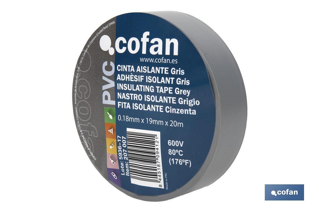 CINTA AISLANTE 180 Micras GRIS 19mmX20 Metros venta unitaria