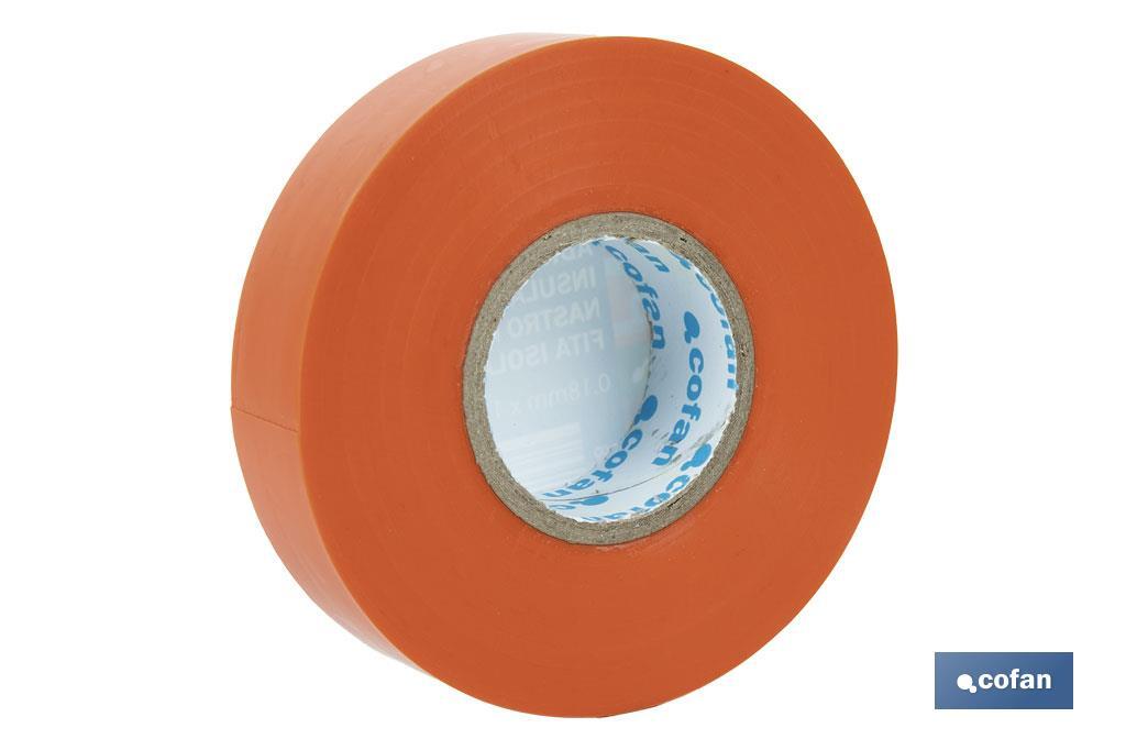 CINTA AISLANTE 180 Micras NARANJA 19mmX20 Metros venta unitaria