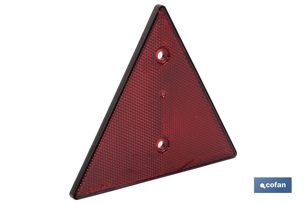 CATADIÓPTRICO TRIANGULAR ROJO 155 X 137 MM CON AGUJERO Y SIN TORNILLOS