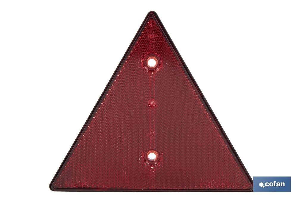 CATADIÓPTRICO TRIANGULAR ROJO 155 X 137 MM CON AGUJERO Y SIN TORNILLOS