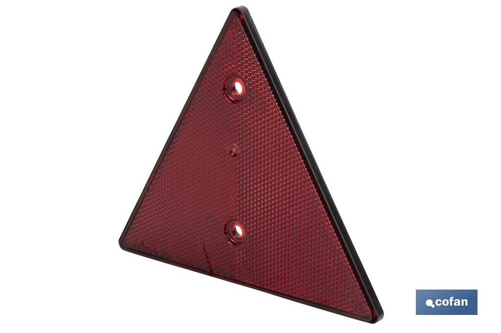 CATADIÓPTRICO TRIANGULAR ROJO 155 X 137 MM CON AGUJERO Y SIN TORNILLOS