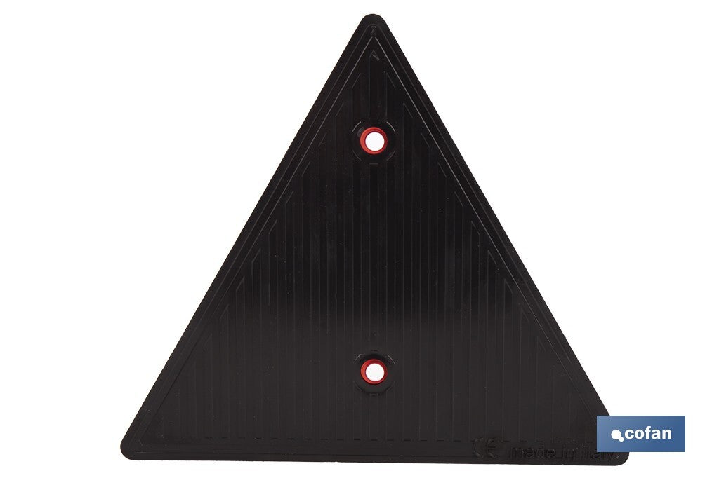 CATADIÓPTRICO TRIANGULAR ROJO 155 X 137 MM CON AGUJERO Y SIN TORNILLOS
