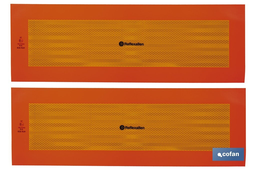 PACK DE 2 UDS. PLACA ADHESIVA V-6 PARA VEHÍCULO LARGO 565 X 195 MM
