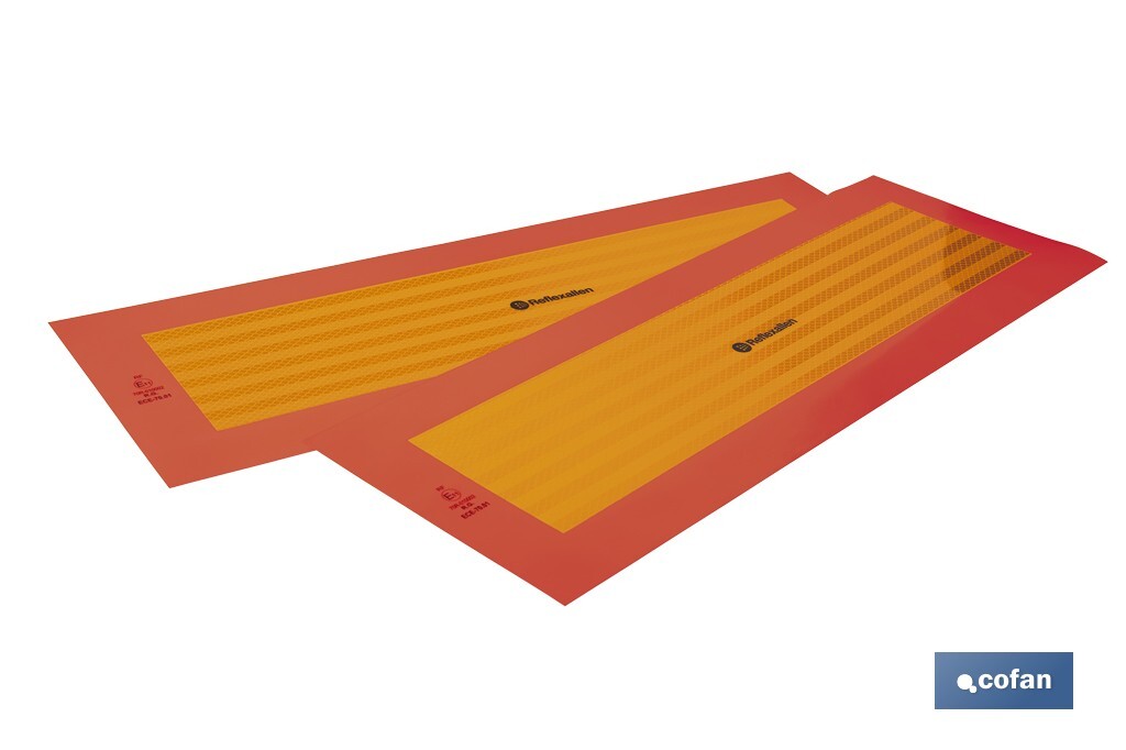 PACK DE 2 UDS. PLACA ADHESIVA V-6 PARA VEHÍCULO LARGO 565 X 195 MM