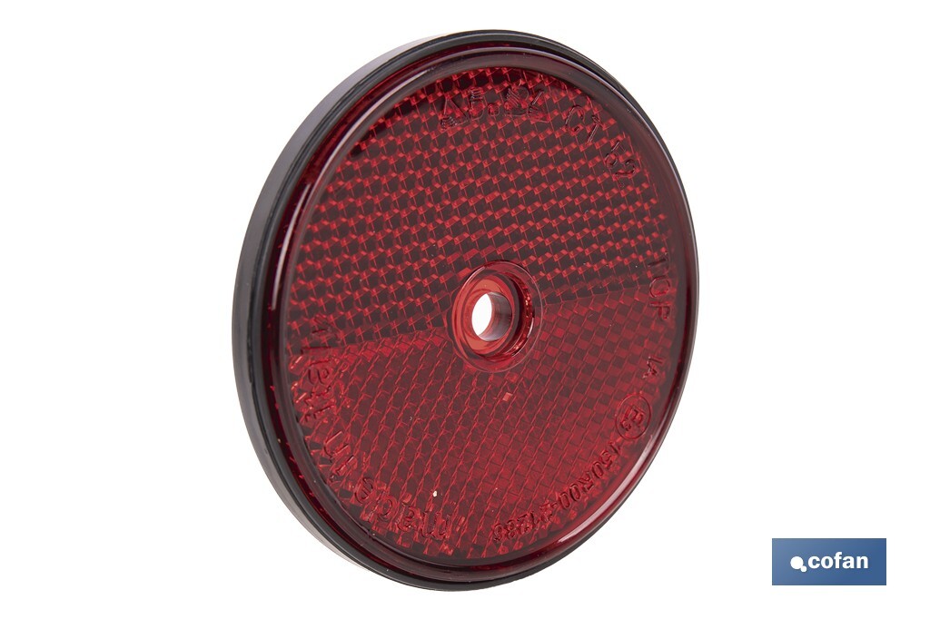 CATADIÓPTRICO REDONDO ROJO Ø60 MM CON AGUJERO SIN TORNILLO
