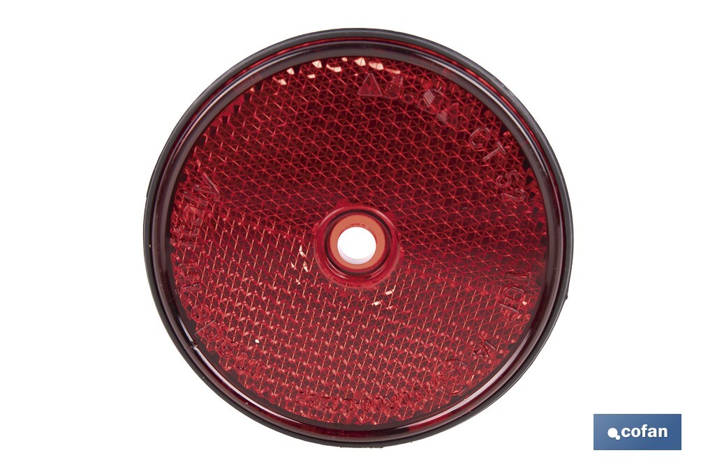 CATADIÓPTRICO REDONDO ROJO Ø60 MM CON AGUJERO SIN TORNILLO