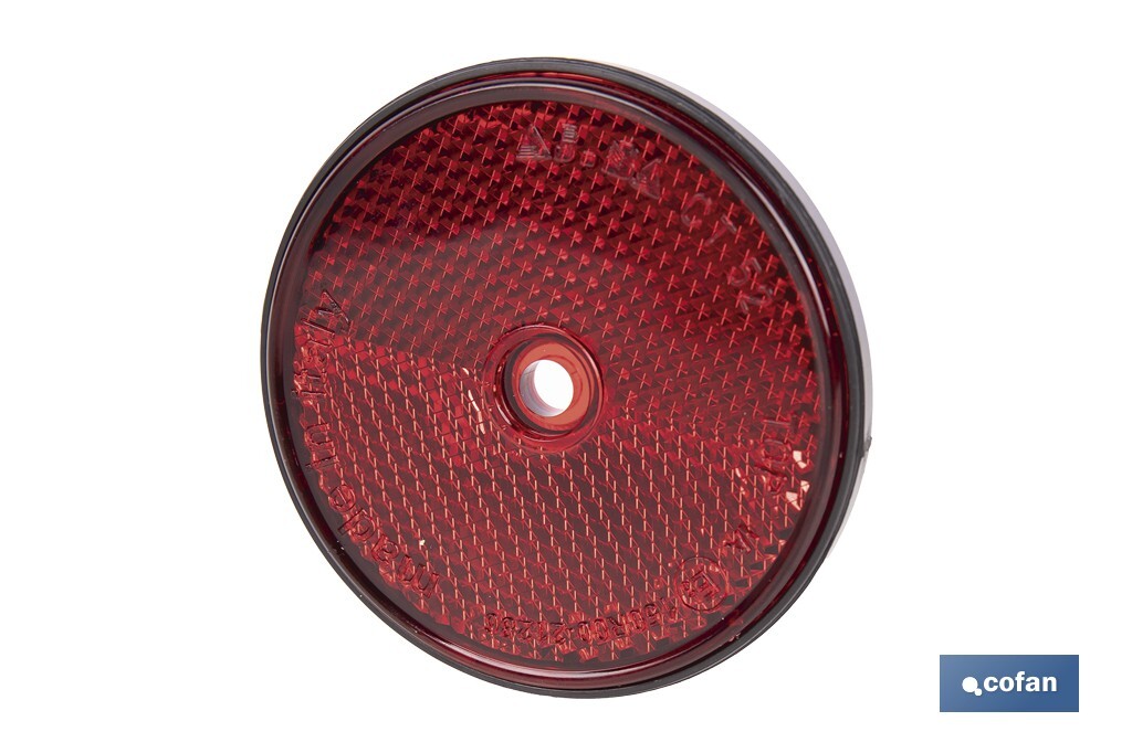 CATADIÓPTRICO REDONDO ROJO Ø60 MM CON AGUJERO SIN TORNILLO