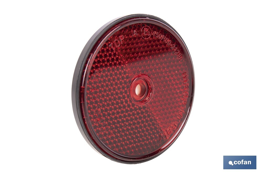 CATADIÓPTRICO REDONDO ROJO Ø60 MM CON AGUJERO SIN TORNILLO CON ADHESIVO
