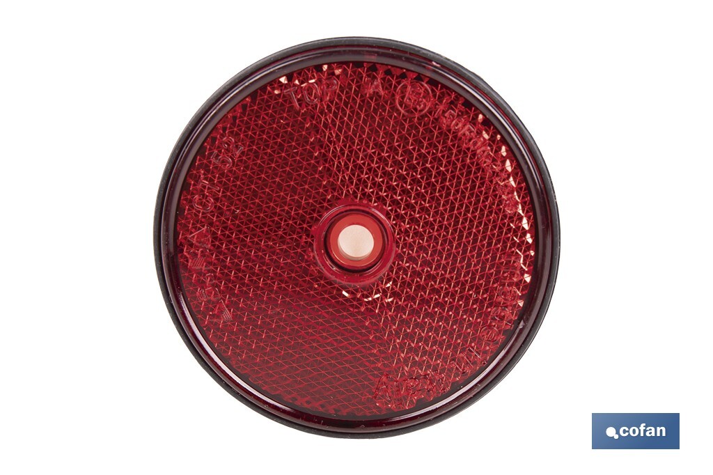 CATADIÓPTRICO REDONDO ROJO Ø60 MM CON AGUJERO SIN TORNILLO CON ADHESIVO