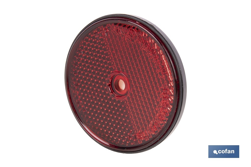 CATADIÓPTRICO REDONDO ROJO Ø60 MM CON AGUJERO SIN TORNILLO CON ADHESIVO