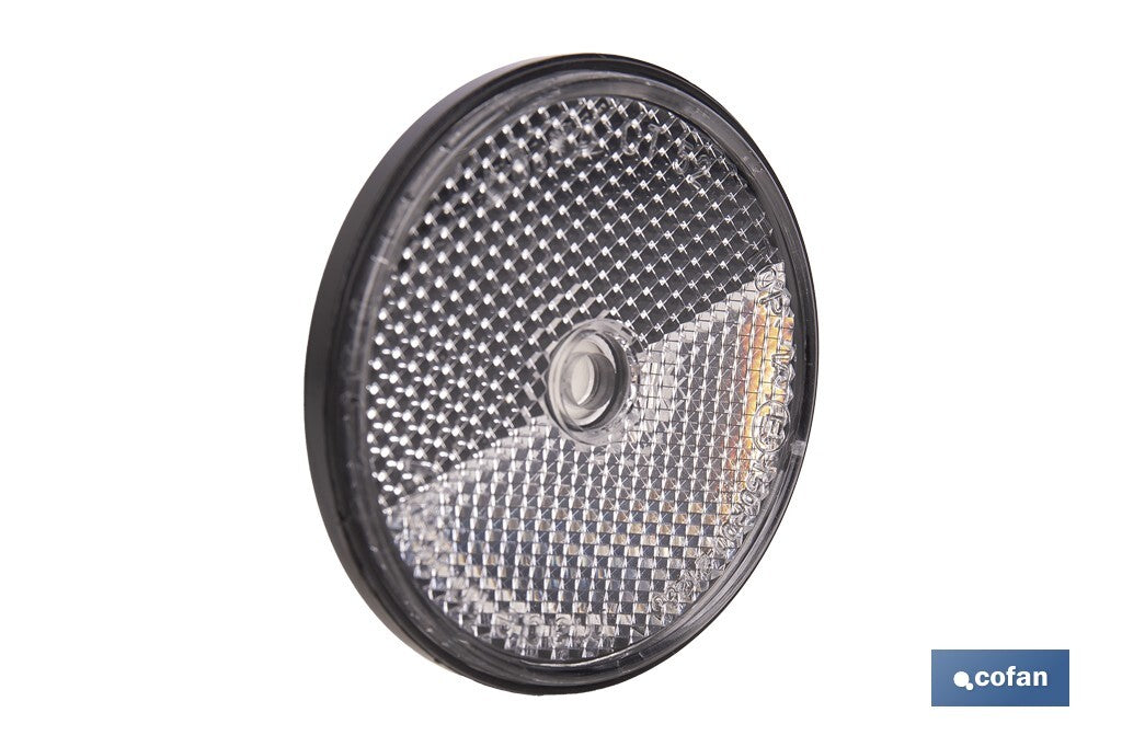 CATADIÓPTRICO REDONDO BLANCO Ø60 MM CON AGUJERO SIN TORNILLO CON ADHESIVO