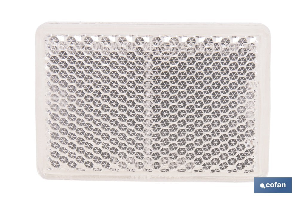 CATADIÓPTRICO RECTANGULAR BLANCO 56 X 39 MM CON ADHESIVO