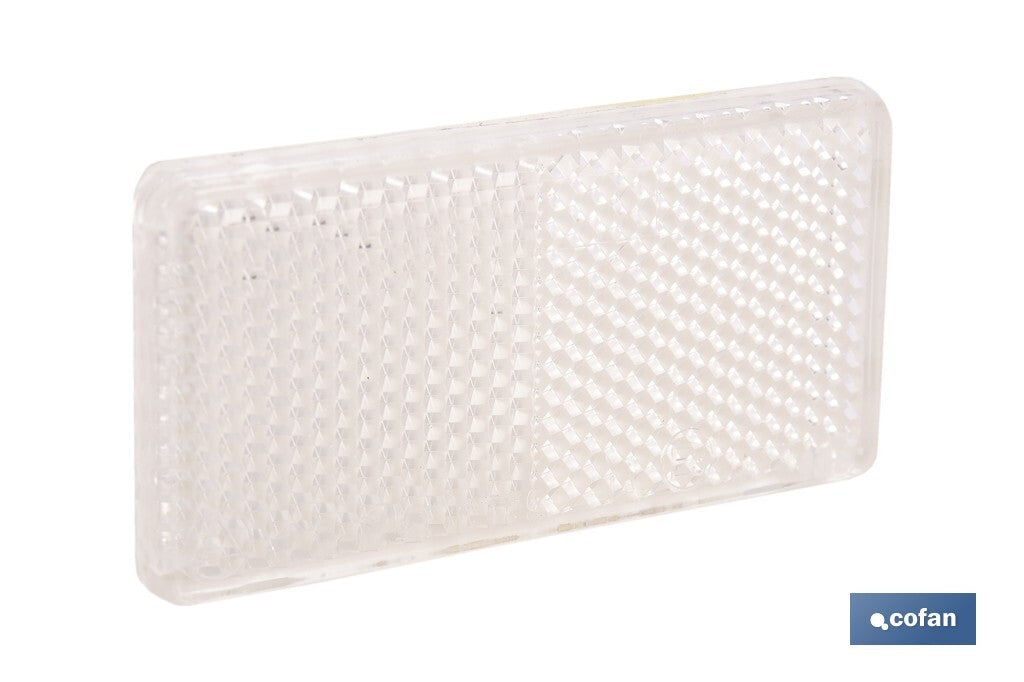 CATADIÓPTRICO RECTANGULAR BLANCO 71 X 35 MM CON ADHESIVO