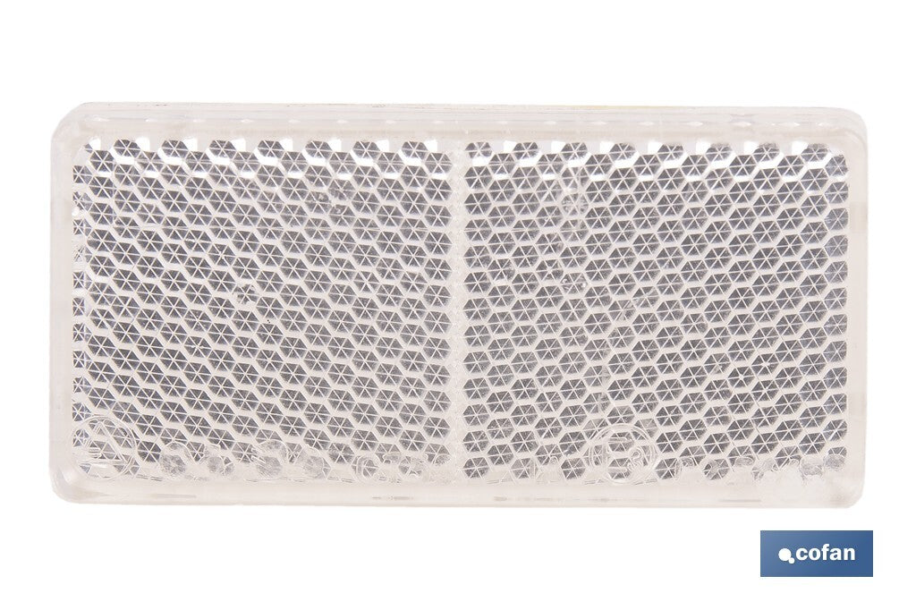 CATADIÓPTRICO RECTANGULAR BLANCO 71 X 35 MM CON ADHESIVO