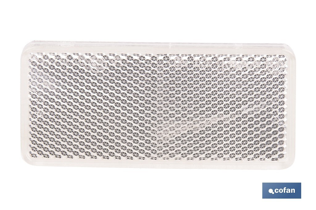 CATADIÓPTRICO RECTANGULAR BLANCO 94 X 44 MM CON ADHESIVO