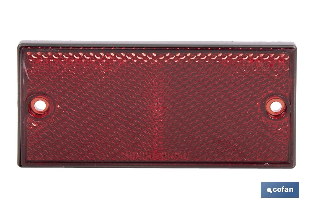 CATADIÓPTRICO RECTANGULAR ROJO 106 X 50 MM CON AGUJERO SIN TORNILLO